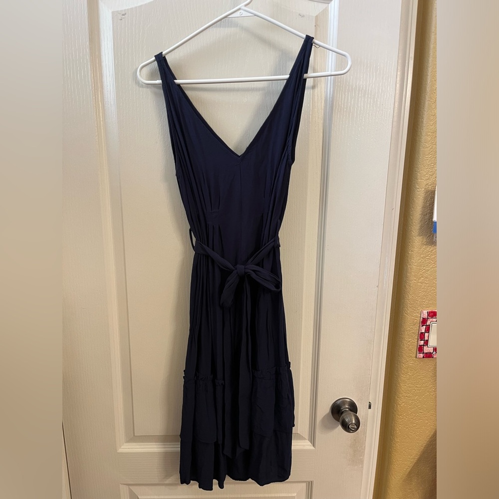 Vici Blue Sleeveless V-Neck Midi Sundress